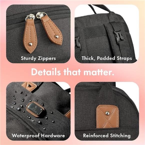 Diaper Bag Backpack with Portable Changing Pad,Pacifier Case and Stroller Straps - Picture 5 of 6